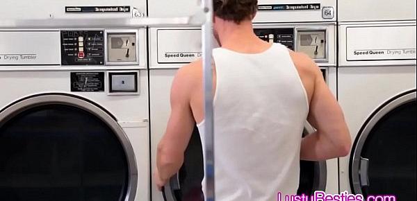  Laundromat orgy with horny teen babes